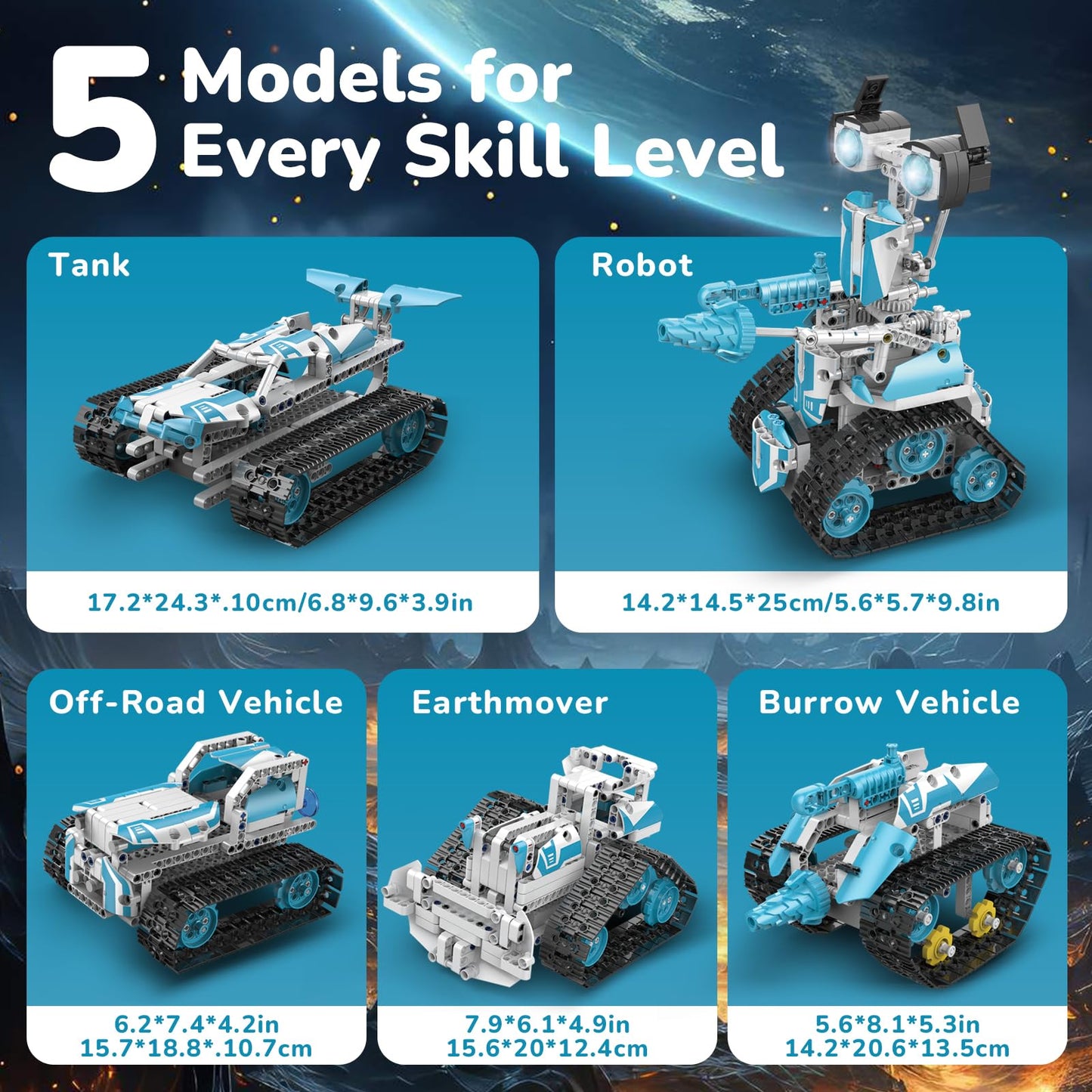 Ansnibe Robot Building Kit with APP/Remote Control STEM Gifts for Boys Age 6-16,Technic Coding Robotic Toys for Kids Birthday, Buildable 5in1 Models with 720 Pieces