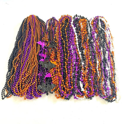 YSPPF 102 Pcs with 5 Styles Halloween Themed Set Beads Necklaces Orange Black Purple White Halloween Pirate Festival Bead Necklaces Party Supplies