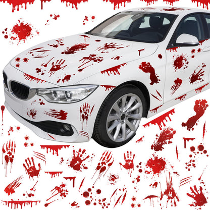 Frienda 11 Sheets Halloween Blood Car Decal Halloween Car Accessories Self-Adhesive Bloody Stickers Decor for Headlights Windows Headlamps Taillights(Palm Style,11 Sheet)