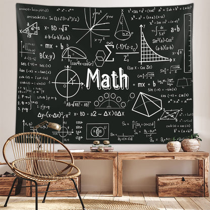 Math Classroom Tapestry, Equations Art Window Tapestries Wall Hanging for Bedroom College Dorm Mathematics Room High School Teacher Office Decor 60X40" Education Poster