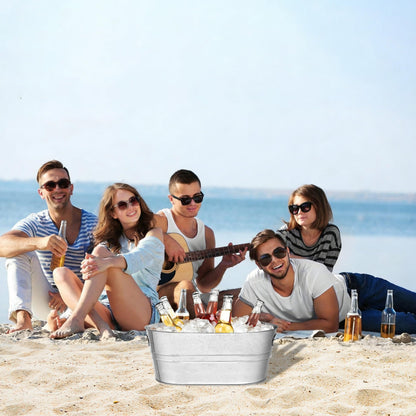 4 Pack Galvanized Tub Ice Bucket, 3 Gallon Large Metal Drink Buckets for Parties & Bars, Beer Beverage Tub with Carry Handles for Champagne, Cocktails, Wine Cooling, Mimosa Supplies