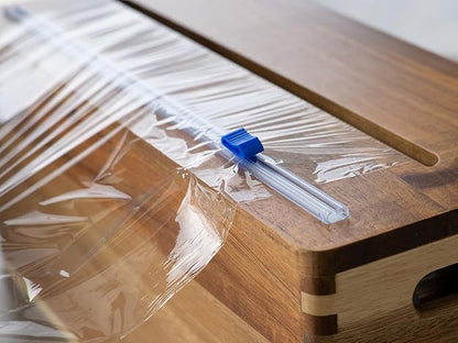12" Acacia Wood Plastic Wrap and Foil Dispenser with Slide Cutter | Fits Costco Kirkland Rolls