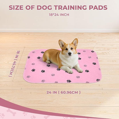Fostanfly Reusable Puppy Pads, 2 Pack 18"x 24" Washable Dog Pee Pads, Pink | Machine Washable & Reusable, Strong Absorbency, Leakproof, Waterproof, Non-Slip Bottom, Training Mats for Potty, Crate