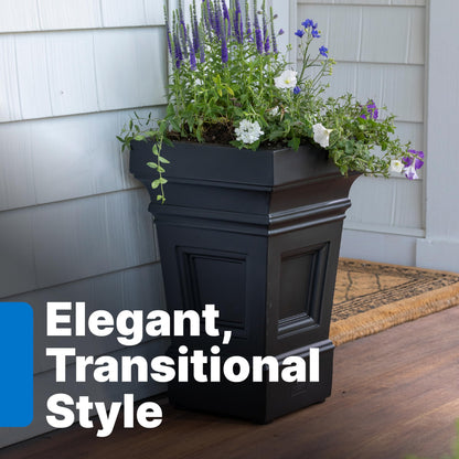 Step2 Atherton Planter Boxes, Large White Single & Black 2-Pack Square Self-Watering All-Season Outdoor/Indoor Garden Pots