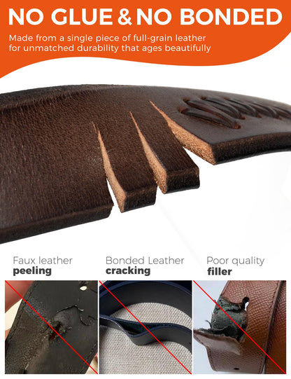 TYWestyles 1.3“ Women's Casual Leather Belt with Metal Buckle (Dark-Brown, M (Fits Waist 32-34))