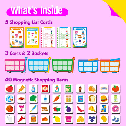 Magnetic Shopping List Game, Funny Groceries Matching Memory Game, Race to Collect Your Items Educational Toy for Boys & Girls at Home