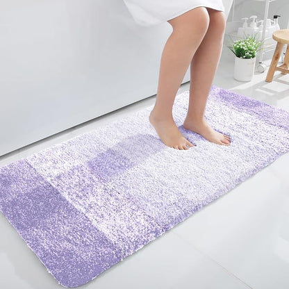 OLANLY Bathroom Runner Rugs Mat 47x24, Extra Soft Absorbent Microfiber Bath Rug, Rubber Backing, Quick Dry, Washable Long Bath Mats for Bathroom, Tub and Shower, Home Decor Accessories, Light Purple