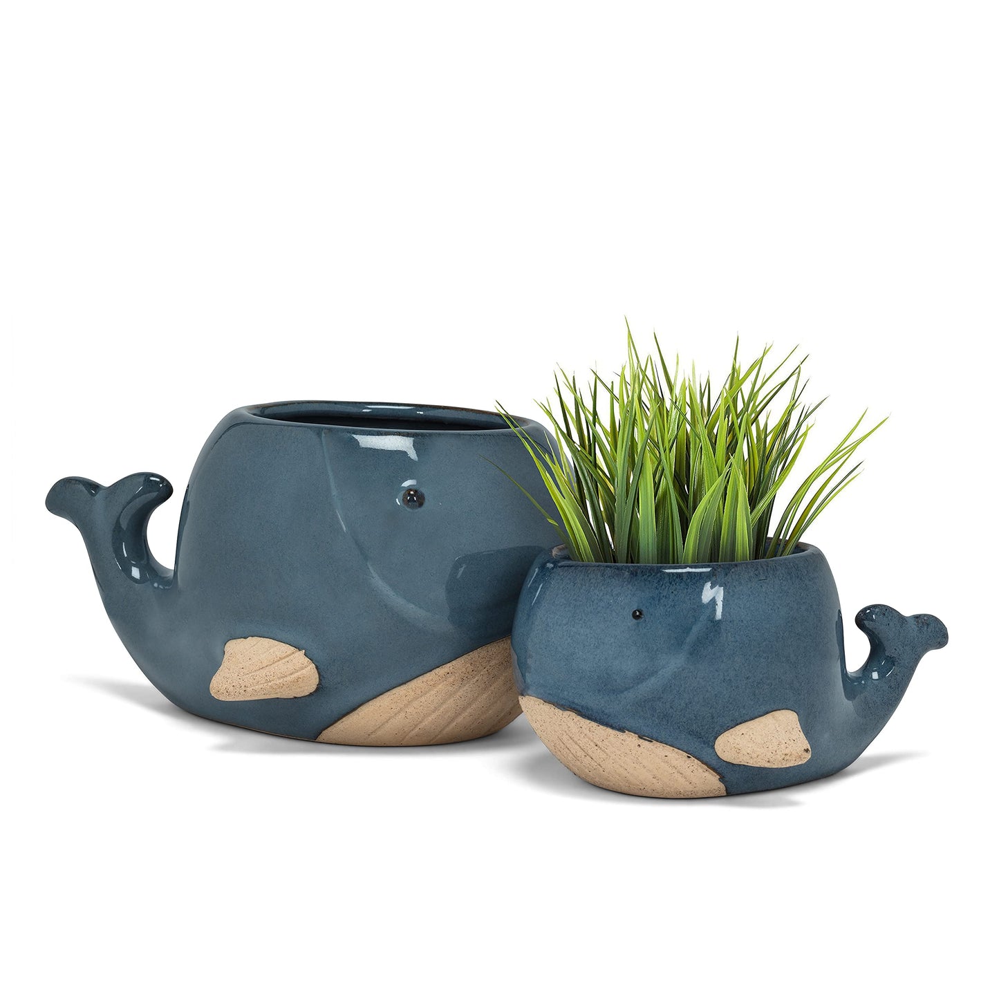Abbott Collection Stoneware Whale Planter - Small (2" H)