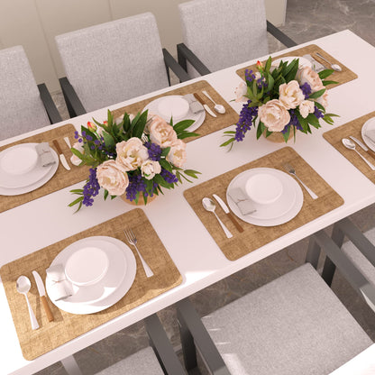 Maxpearl Faux Leather Placemats Set of 6 - Waterproof - Wipe Clean - Heat Resistant - Anti Slip Dining Table Place Mats, Suitable for Indoor & Outdoor Use, 17’’×12’’, Brown