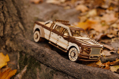 Wood Trick Pickup Truck SUV Car Wooden 3D Puzzles for Adults to Build - Rides up to 32 feet - Engineering DIY Mechanical Wood Model Kits Wooden Puzzles for Adults