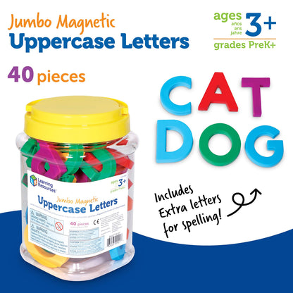 Learning Resources Jumbo Magnetic Uppercase Letters - Magnetic ABC, Alphabet Recognition for Preschoolers, Phonics and Spelling, Classroom, Teach Toddler Reading, Educational Toy, Gifts for Kids