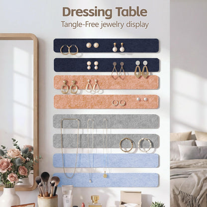 GoTiling Cork Board for Walls - 8 Pack Felt Pin Board Bar Strips - Self-Adhesive Lightweight Bulletin Board - Cork Board for Office with 40 Push Pins No Damage for Wall