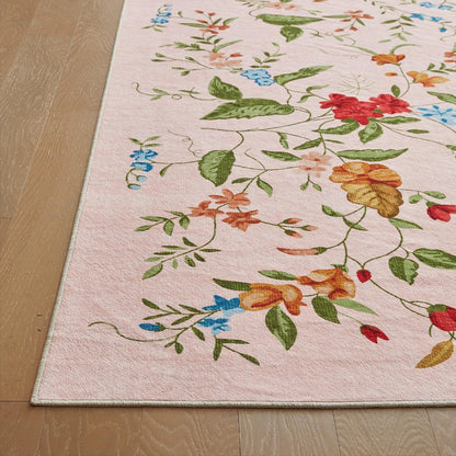 Triohero Bedroom Rug 4x6 Washable Non Slip Area Rug Bohemian Carpet Stain Resistant Spillproof Polyester Floral Area Rug Foldable Pet & Kid Friendly 4x6 Rug for Living Room, Bedroom, Kitchen