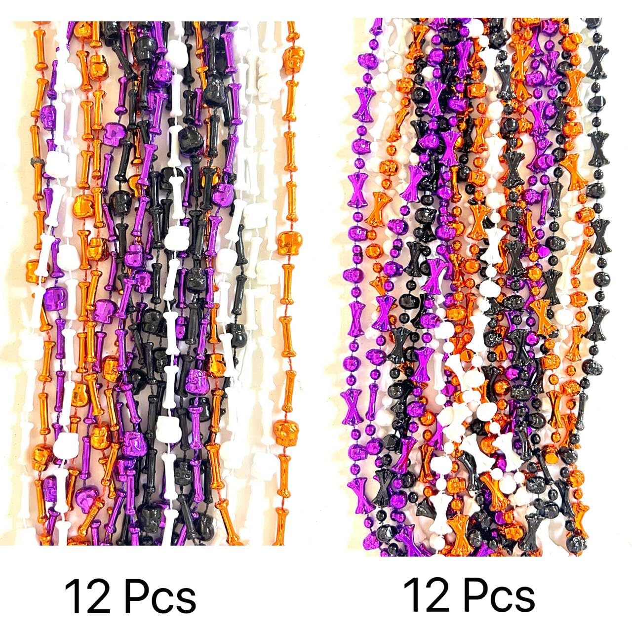 YSPPF 102 Pcs with 5 Styles Halloween Themed Set Beads Necklaces Orange Black Purple White Halloween Pirate Festival Bead Necklaces Party Supplies