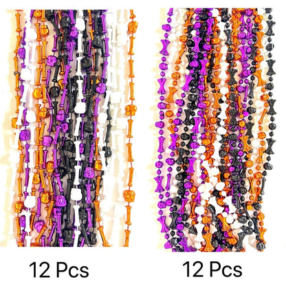 YSPPF 102 Pcs with 5 Styles Halloween Themed Set Beads Necklaces Orange Black Purple White Halloween Pirate Festival Bead Necklaces Party Supplies