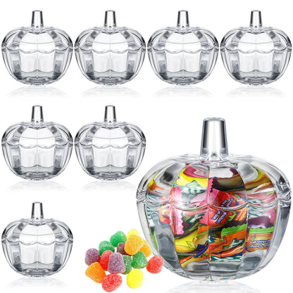 Tanlade 8 Pcs Glass Pumpkin Candy Jar Thanksgiving Candy Bowl Jars with Lids Pumpkin Container with Cover Transparent Target Glass Dish for Thanksgiving Home Party Wedding Decoration