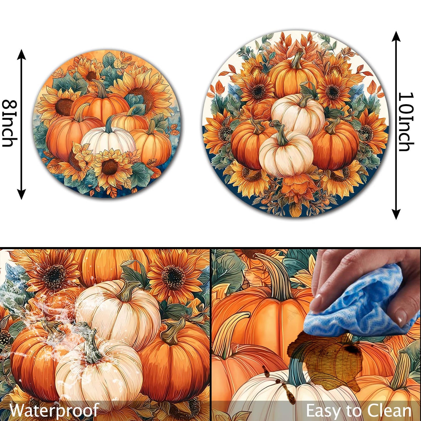 Autumn Pumkin Art Electric Stove Burner Covers,4 Pcs Halloween Pumkin,Sunflowers Stove Burner Covers,Thankgiving Stove Burner Cover,8 Inch and 10 Inch, Fall Metal Cooktop Home kitchen Decorative