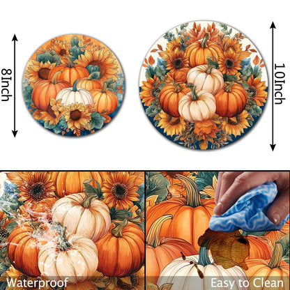 Autumn Pumkin Art Electric Stove Burner Covers,4 Pcs Halloween Pumkin,Sunflowers Stove Burner Covers,Thankgiving Stove Burner Cover,8 Inch and 10 Inch, Fall Metal Cooktop Home kitchen Decorative