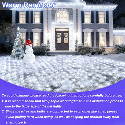 OYCBUZO 300LED White Net Lights, 14.8ft x 5ft Connectable Christmas Outdoor Mesh Lights with 8 Lighting Modes, Waterproof Fairy Lights Plug in for Bushed Xmas Tree Holiday Party Garden Decoration