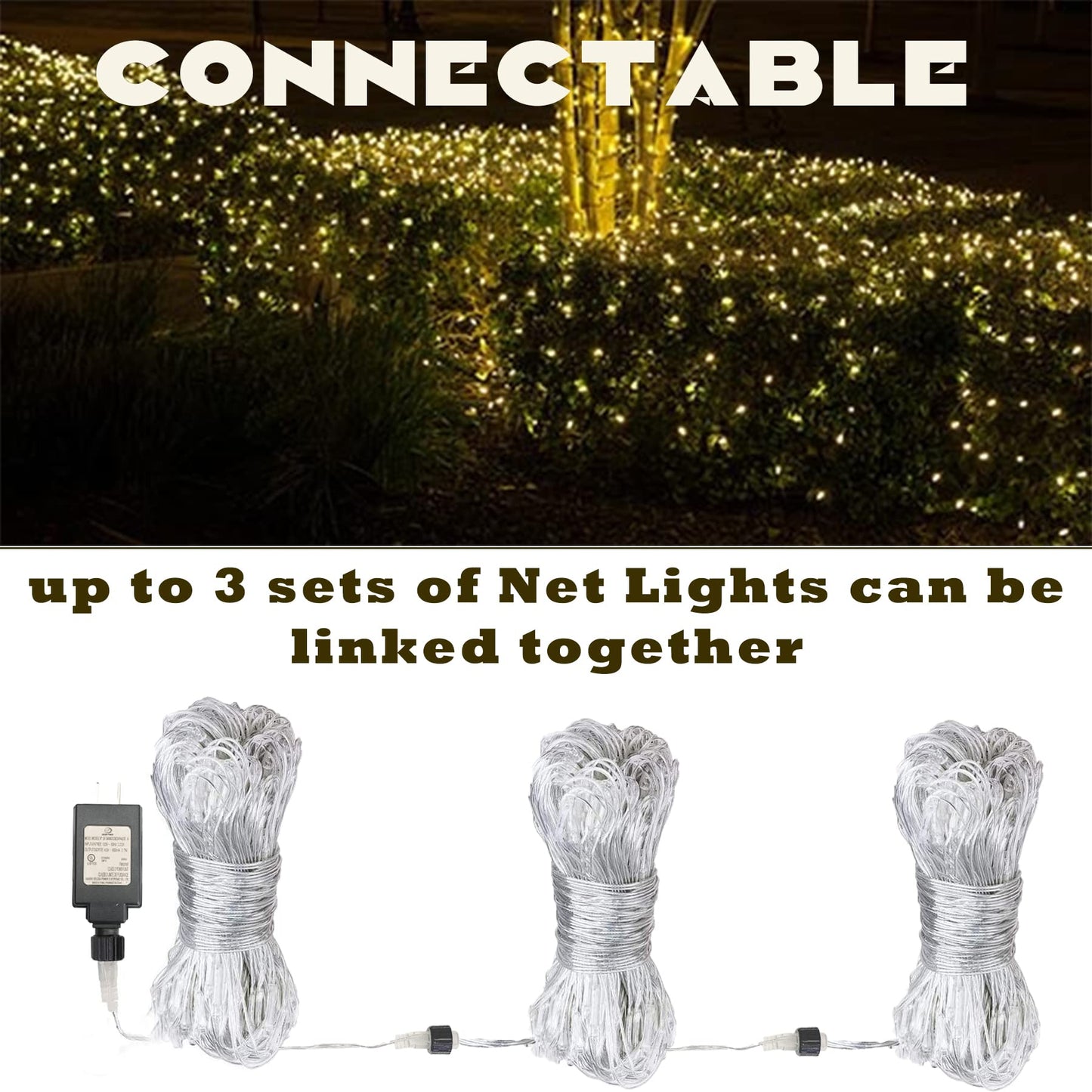 LED Net Lights, 270L 10×10 FT Outdoor Mesh Lights for patio, Pergolas