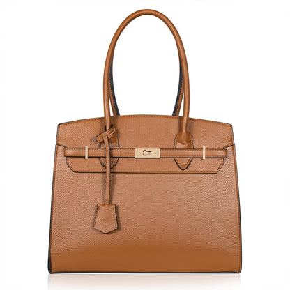 Designer Classic Top Handbags For women, Shoulder Purses For Ladies, Adjustable Strap Work Satchel with Wallet, BROWN