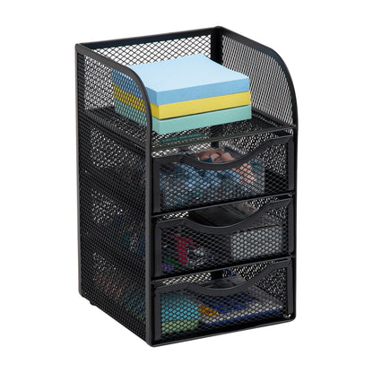 Mind Reader Desktop Accessory Storage, Paper Binder Clip Basket, Workspace, Office, Metal Mesh, 4.75" L x 5" W x 8" H, Black (Pack of 6)