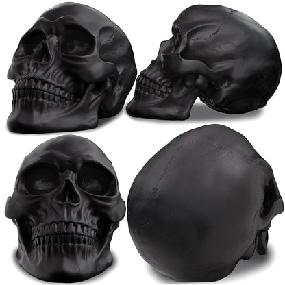 READAEER Resin Skull, Human Head Model for Home Decoration, Halloween Statue, Skull Model for Bookshelf and Desktop (Black)