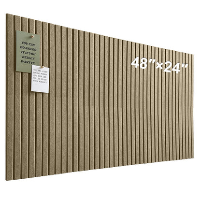 Large Cork Board for Office, 8 Pack Felt Wall Tiles with Slat Wall Paneling and Safe Removable Adhesive Tabs, Felt Bulletin Board Pin Board Cork Boards for Walls - Light Brown
