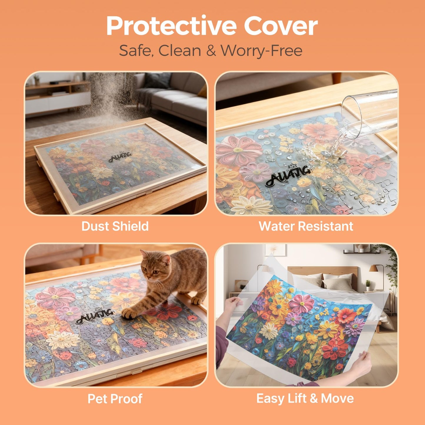 ALL4JIG 1500 Pieces Rotating Puzzle Board with 6 Drawers and Cover,24.92"x33.58"Portable Wooden Jigsaw Puzzle Table for Adults,Lazy Susan Spinning Puzzle Boards Gift for mom,Surface for Lego Building