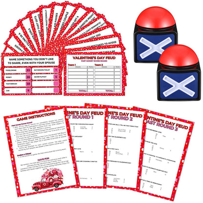 Syhood Valentine's Day Friendly Feud Game with 2 Answer Buzzers, Galentines Family Trivia Quiz Game Night, Fun Party Activities for Adults, Office, Classroom, Large Group and Team Building