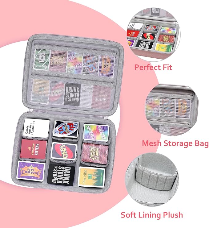 XANAD Card Game Case Fits 3000+ Cards, Fits for Baseball Sports playing card/UNO/playing card Against Humanity Card Game and All Other Card Games Expansions (Pink)