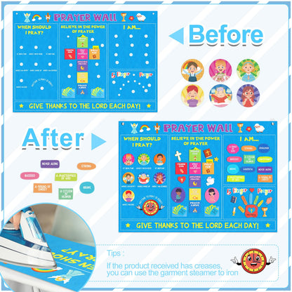 Cinrobiye Christian Prayer Wall Felt Board Set Bible Prayer Bulletin Board with DIY Story Cards Religious Felt Activities for Sunday School VBS Church Classroom Home Prayer Christian Decorations