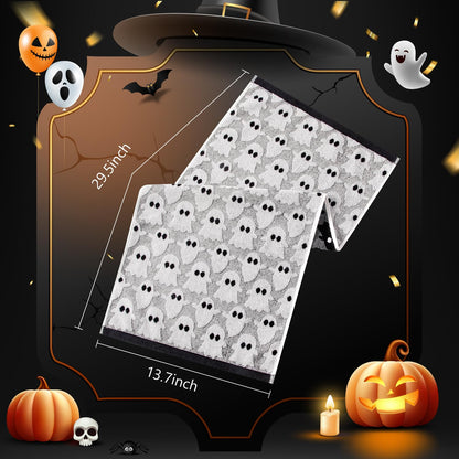 Quera 2 Pack Hand Towels Halloween Ghost Black White Bathroom Decorative Towels Set for Drying, Cleaning, Cooking, Holiday 13.7'' x 29.5''
