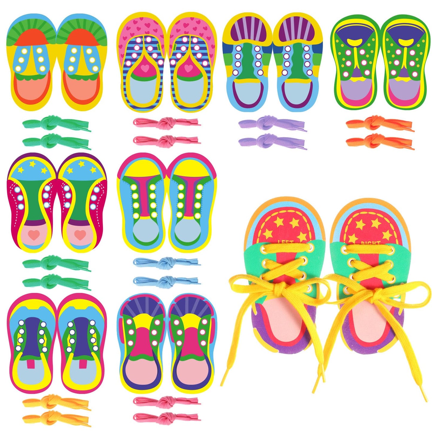 Capoda 9 Sets Lacing Cards Shoes Educational Threading Toy for Wooden Lacing Card Toys with Colorful Threads for Develop Imagination Early Education and Learning Activity(Shoes)