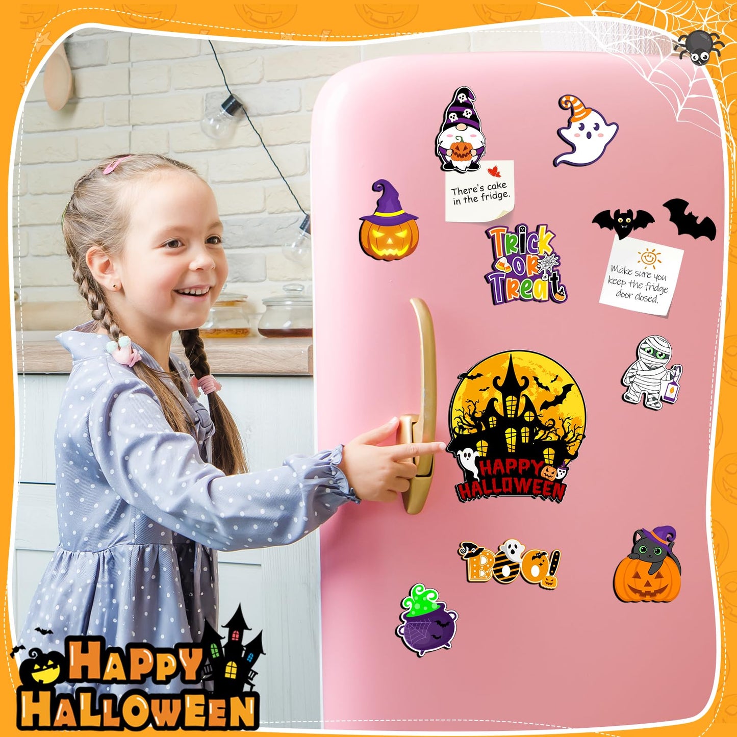 20PCS Halloween Refrigerator Magnets, Pumpkin Fridge Magnet Sticker Trick or Treat Strong Magnet Removable Halloween Decorative Magnets for Fridge Whiteboard Locker