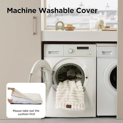 Bedsure ComfyFleece™ Cute Dog Bed, Large Sized Dog Crate Pillow 35x22 Cream | Aesthetic Crate Bed for Balanced Support Cute Chopped Foam Pad with Removable Washable Cover Non-Slip Waterproof Cozy Pet Mat
