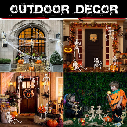 LIYUANBAIHUO 5 PCS Halloween Skeletons,16" Halloween Full Body Hanging Skeleton with Movable Posable Joints,Posable Skeletons for Graveyard Decorations, Spooky Scene Party Favors