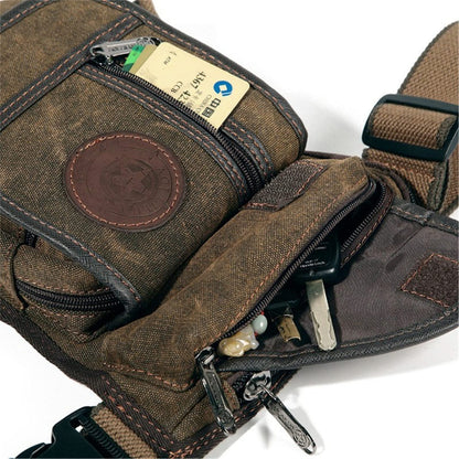 Canvas Drop Leg Bag Outdoor Waist Pack for Men Women Tactical Military Motorcycle Bike Cycling Multi-Pocket Waist Fanny Pouch Travel Hiking Climbing Thigh Bag Pocket