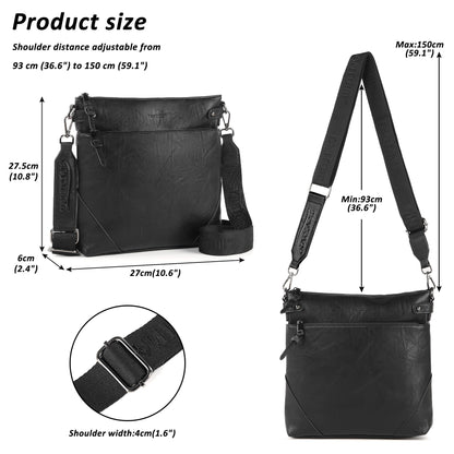TANTOMI Crossbody Bags for Women, Vegan Leather Hobo Purse for Travel, Shoulder Handbags with Adjustable Wide Strap