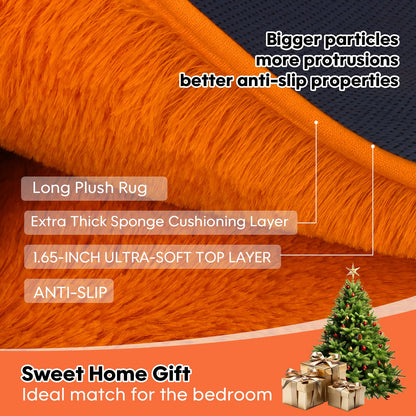 Mtandyx 5x7 Plush Fluffy Area Rugs, Large Soft Carpet, Upgraded Non-Slip Rectangular Rug for Living Room, Bedroom, Kids Room, Dorm,Modern Home Decor Aesthetic,Orange.