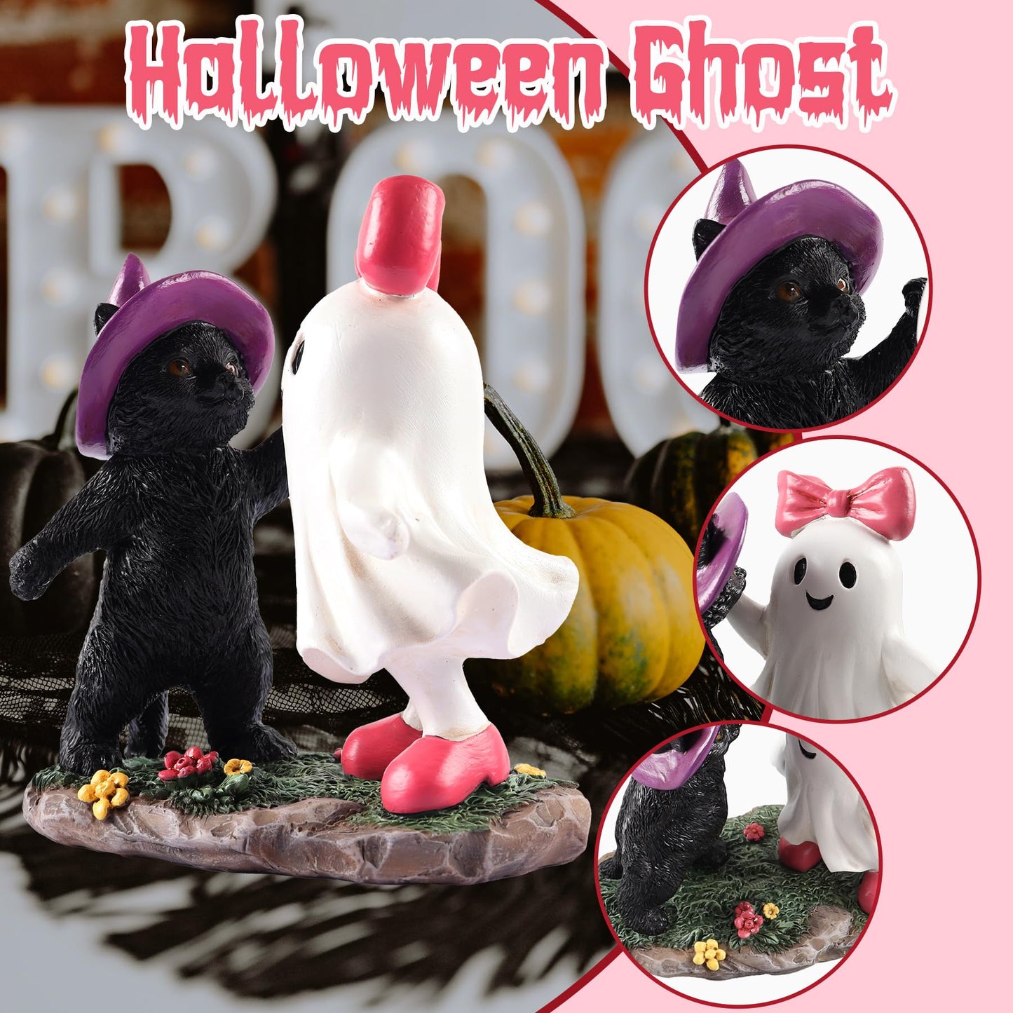 PAJH Halloween Decorations Indoor Ghost Gifts, Black Cat Ghost