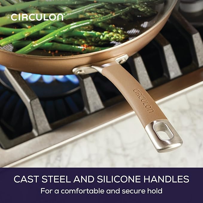 Circulon Premier Professional Hard Anodized Nonstick Cookware Induction Pots and Pans Set, 8 Piece - Bronze