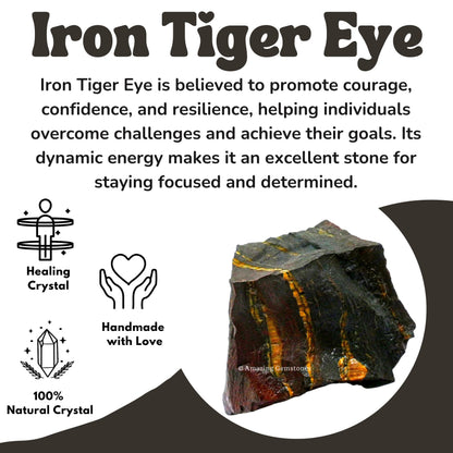 Amazing Gemstone Iron Tiger Raw Crystals and Healing Stones, Natural Rocks For Tumbling - DIY Raw Stones And Crystals (1 Piece)