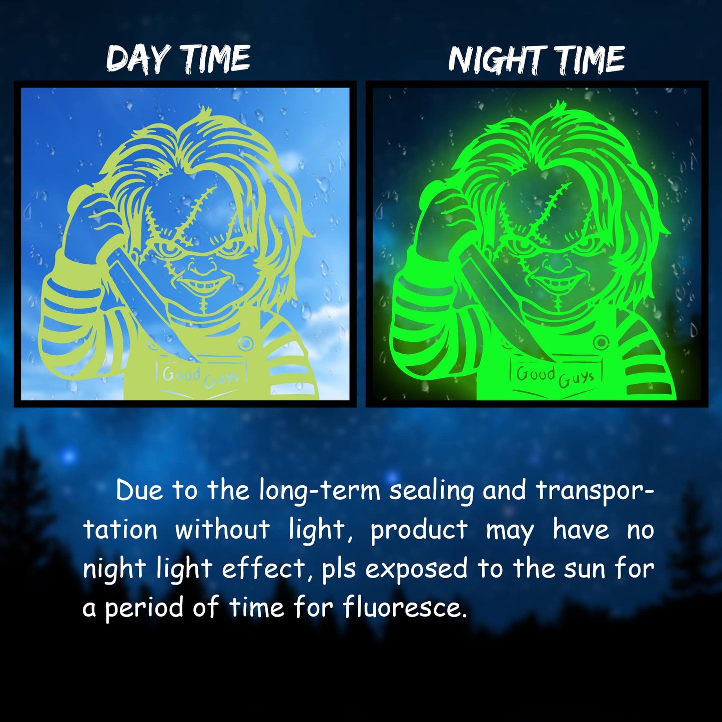 Eartim Halloween Glow In Dark Window Clings - 6Pcs Scary Classic Movie Characters Glowing Decals Seamless Green Luminous Stickers for Halloween Party Decoration Haunted House Window Glass Mirror Decor