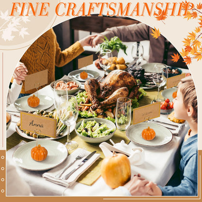 Qeeenar 40 Pcs Thanksgiving Pumpkin Decorations Pumpkin Place Card Holders with Fall Cards for Table Setting Wedding Table Decor Mini Pumpkins Tables Number Holder (Orange)