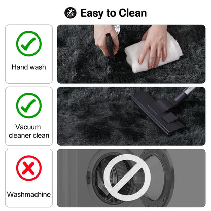 qulint Black Grey Area Rugs for Bedroom, 3x5 Area Rug for Kid Room Fluffy Soft Shag Rug for Living Room, Small Fuzzy Plush Shaggy Alfombras for Dorm Nursery Home Decor (3ft x 5ft, Tie-dyed Black Gray)