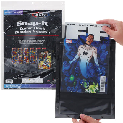 BCW Snap-It Comic Book Display System – 12-Pack | Wall-Mountable Panels for Current & Silver Age Comics | Modular, Binder-Compatible Storage for Collectors