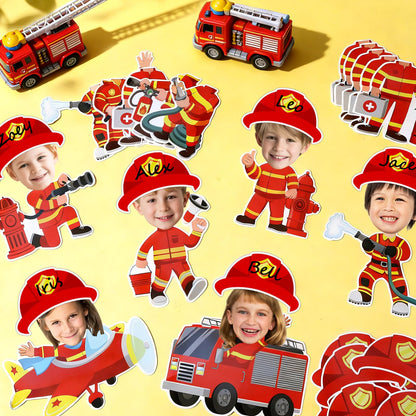 60pcs Firefighter Cutouts Fire Truck Bulletin Board Decorations Fireman Theme Paper Cut-Outs Classroom Decorations for Boy Girl Classroom DIY Craft Photo Kindergarten Preschool Wall Door Supplies