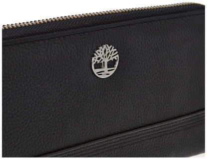 Timberland Women's Leather Rfid Zip Around Wallet Clutch With Wristlet Strap, Black (Pebble), One Size