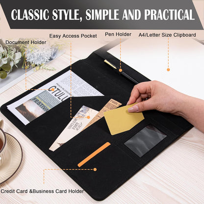 AZXCG Custom Padfolio Binder, Free Engraved Name,Leather Padfolio for Men and Women,Interview Resume Folder,Business Card Holder,Gift Portfolio